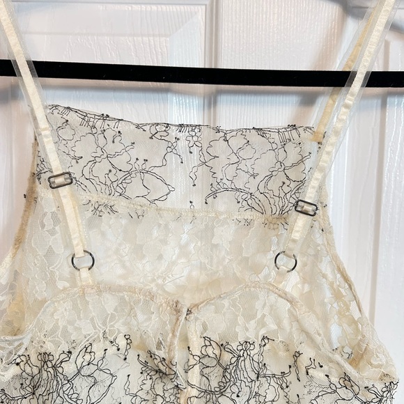 NWT Anthropologie Fem Romantic Coquette Embroidered Mesh Lace Ivory Cami Top S - Picture 5 of 12